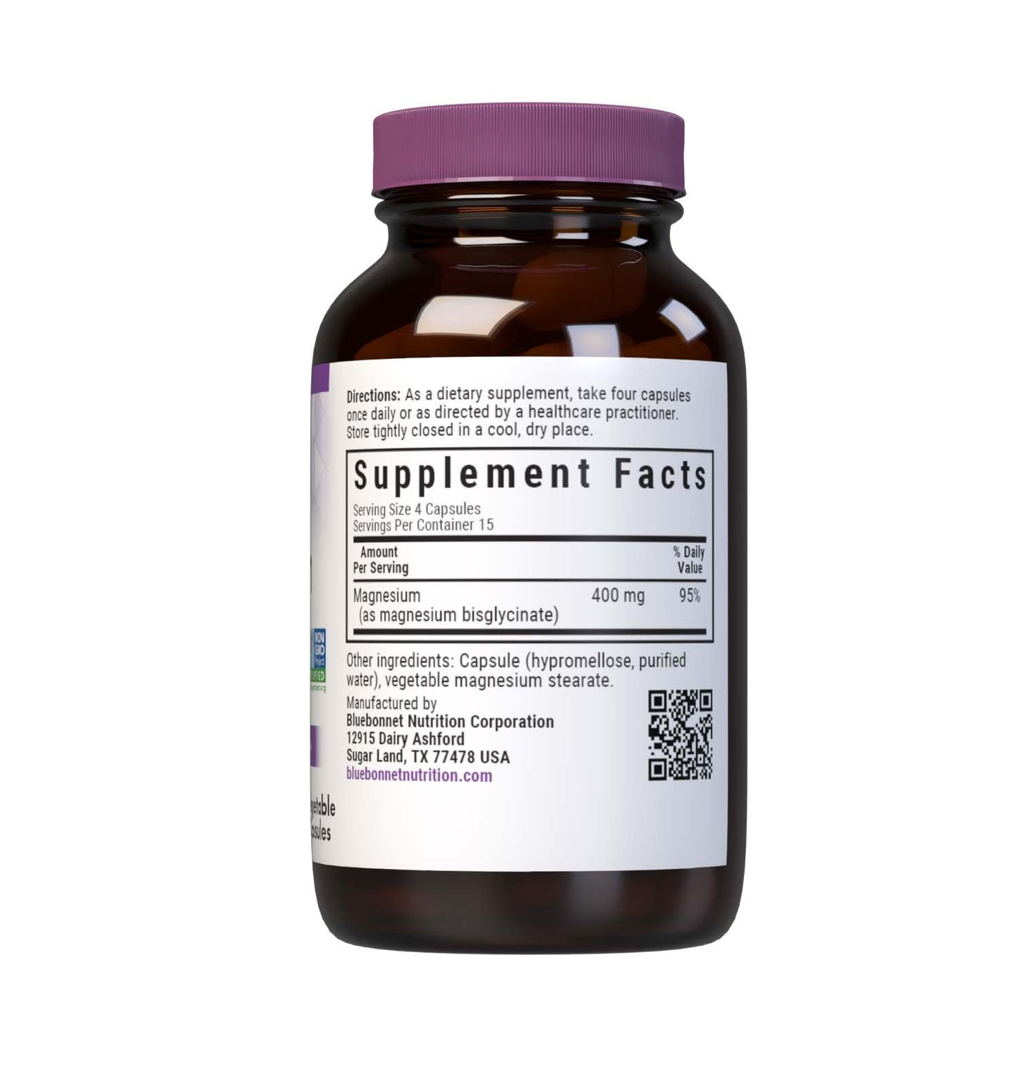 Pre-Order | Arrives in 5–10 Days – Bluebonnet Magnesium Glycinate, Energy Production*, Enzyme Function*, Non-GMO Certified by NSF, Vegan, Kosher Certified, Gluten-Free, Soy-Free, Dairy-Free, 60 Vegetable Capsules, 15 Servings