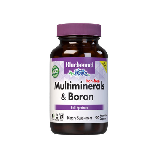 Pre-Order | Arrives in 5–10 Days – Bluebonnet Multi Mineral Plus Boron Vegetarian Capsules without Iron,White 90 Count