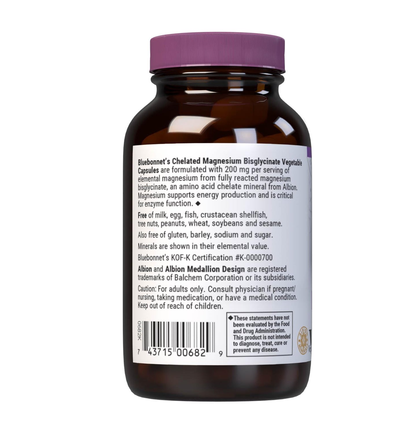 Pre-Order | Arrives in 5–10 Days – Bluebonnet Nutrition Albion Chelated Magnesium Vegetable Capsule, 200 mg, Stress Relief, Vegan, Non GMO, Gluten Free, Soy Free, Milk Free, Kosher, 60 Vegetable Capsule, 1 Month Supply