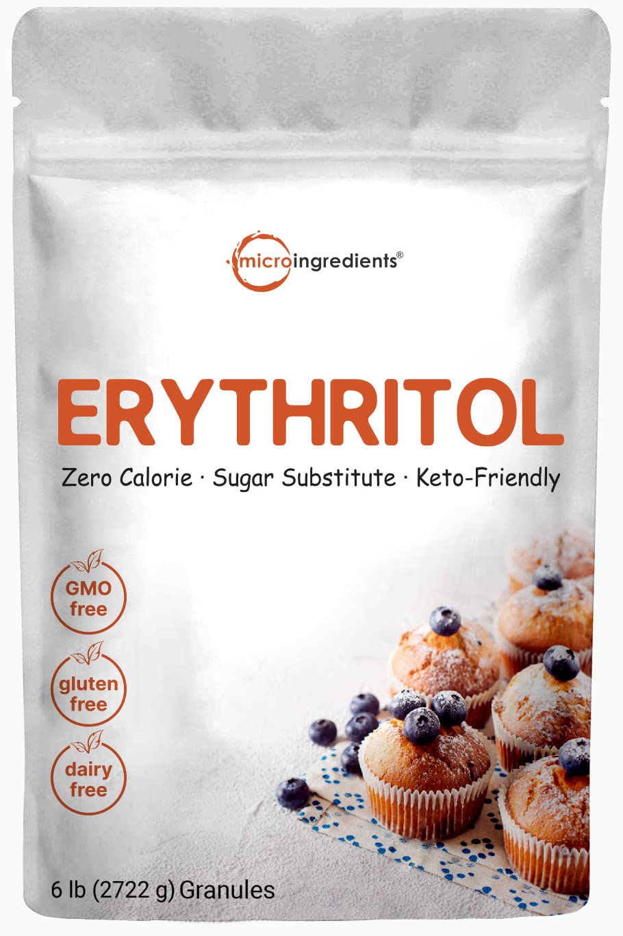 Pre-Order | Arrives in 5–10 Days – Erythritol Granules, 6 Pounds (96 Ounce), 1:1 Sugar Substitute, No After Taste, 0 Calorie, Natural Sweetener, Erythritol Keto Sugar Substitute, Non-GMO, Vegan