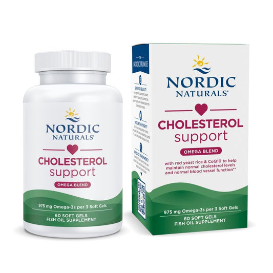Pre-Order | Arrives in 5–10 Days – Nordic Naturals Cholesterol Support, Lemon - 60 Soft Gels - 975 Omega-3 + Red Yeast Rice & CoQ10 - Normal Cholesterol, Antioxidant Support - EPA & DHA - Non-GMO - 20 Servings