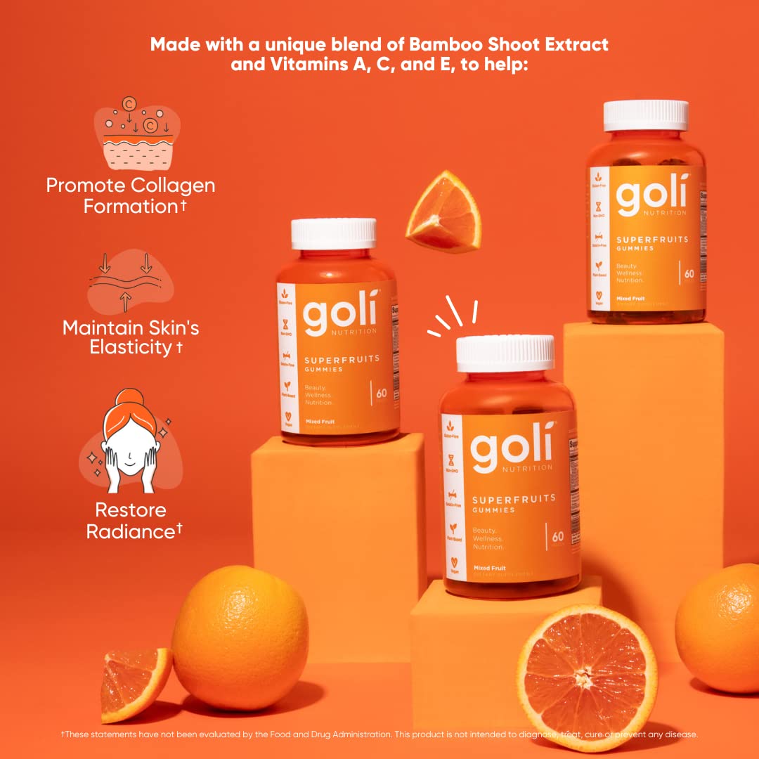 Pre-Order | Arrives in 5–10 Days – Goli Nutritional Supplement, SuperFruits Beauty Gummy Vitamin - 60 Count - Collagen-Promoting Ingredients - Mixed Fruit, Vegan, Plant-Based, Non-GMO, Gluten-Free & Gelatin Free