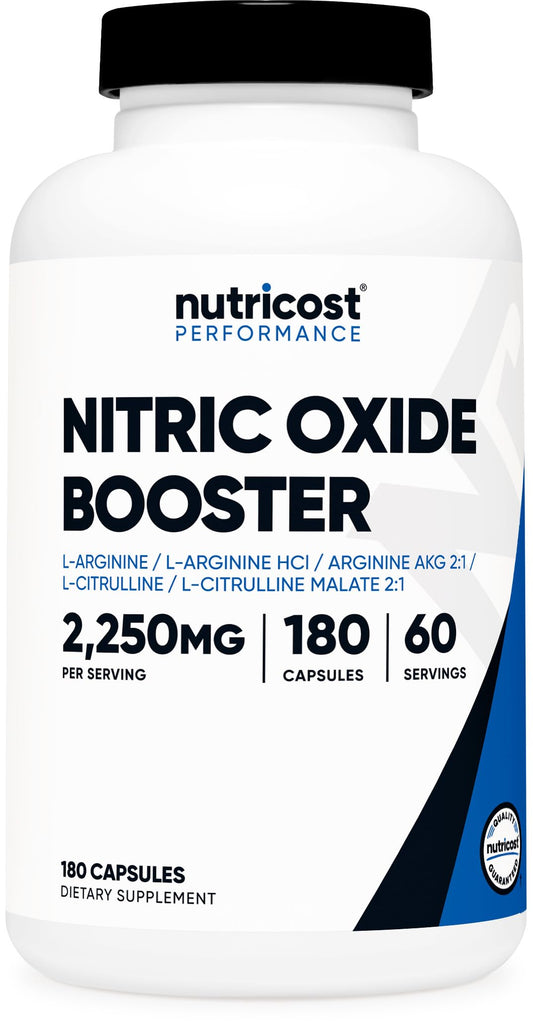Pre-Order | Arrives in 5–10 Days – Nutricost Nitric Oxide Booster 2250mg, 180 Capsules - 750mg Per Casule, 60 Servings - Gluten Free and Non-GMO