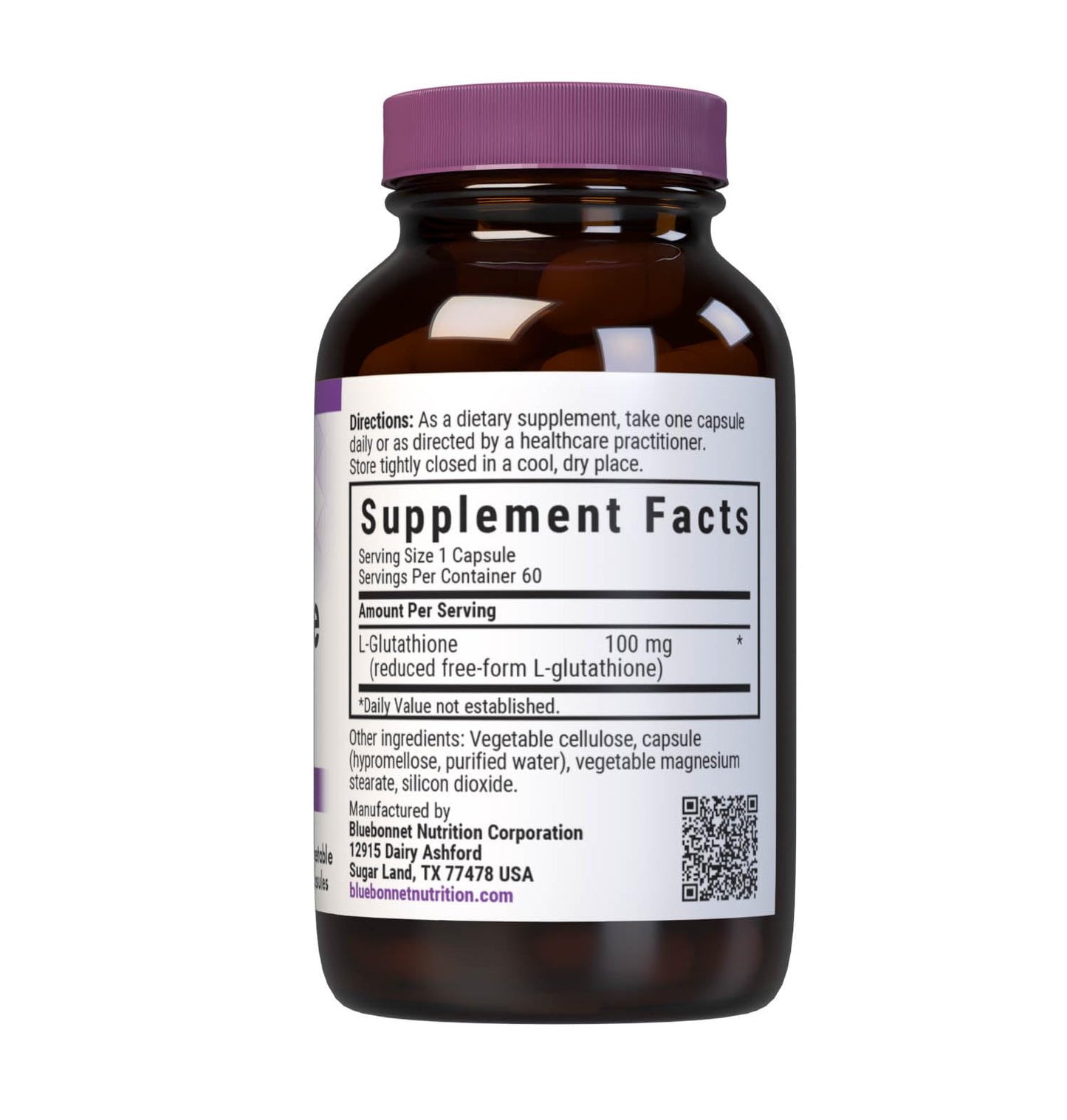 Pre-Order | Arrives in 5–10 Days – Bluebonnet L-Glutathione 100 mg Vitamin Capsules, 60 Count, White