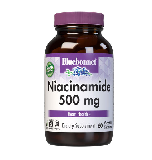 Pre-Order | Arrives in 5–10 Days – Bluebonnet Nutrition Niacinamide 500mg, Supports Cardiovascular Health*, Soy-Free, Gluten-Free, Non-GMO, Kosher Certified, Dairy-Free, Vegan, 60 Vegetable Capsule, 60 Servings