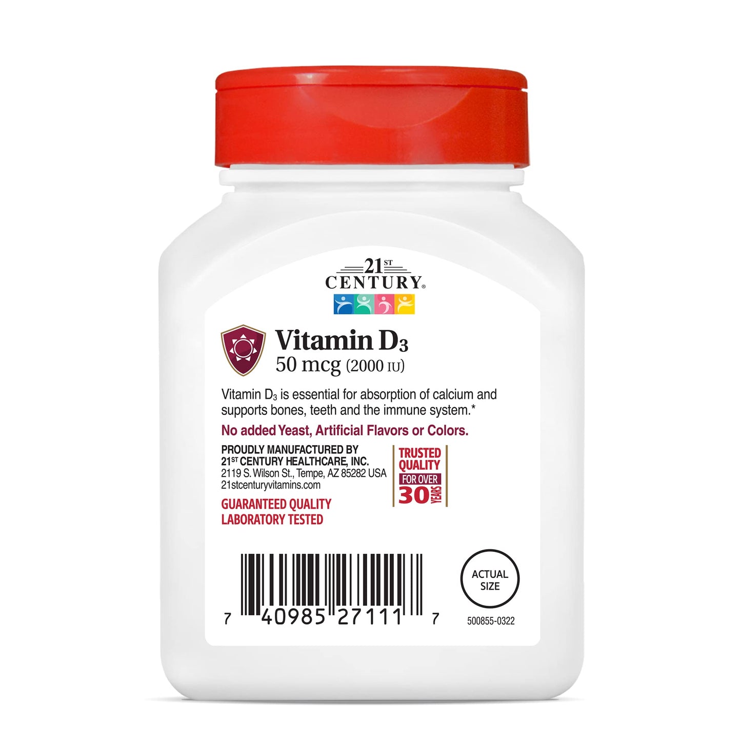 Pre-Order | Arrives in 5–10 Days – 21st Century D3 2000 IU Tablets, 110 Count