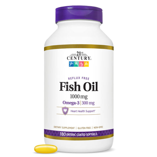 Pre-Order | Arrives in 5–10 Days – 21st Century Fish Oil 1000 Mg Enteric Coated Softgels, 180Count