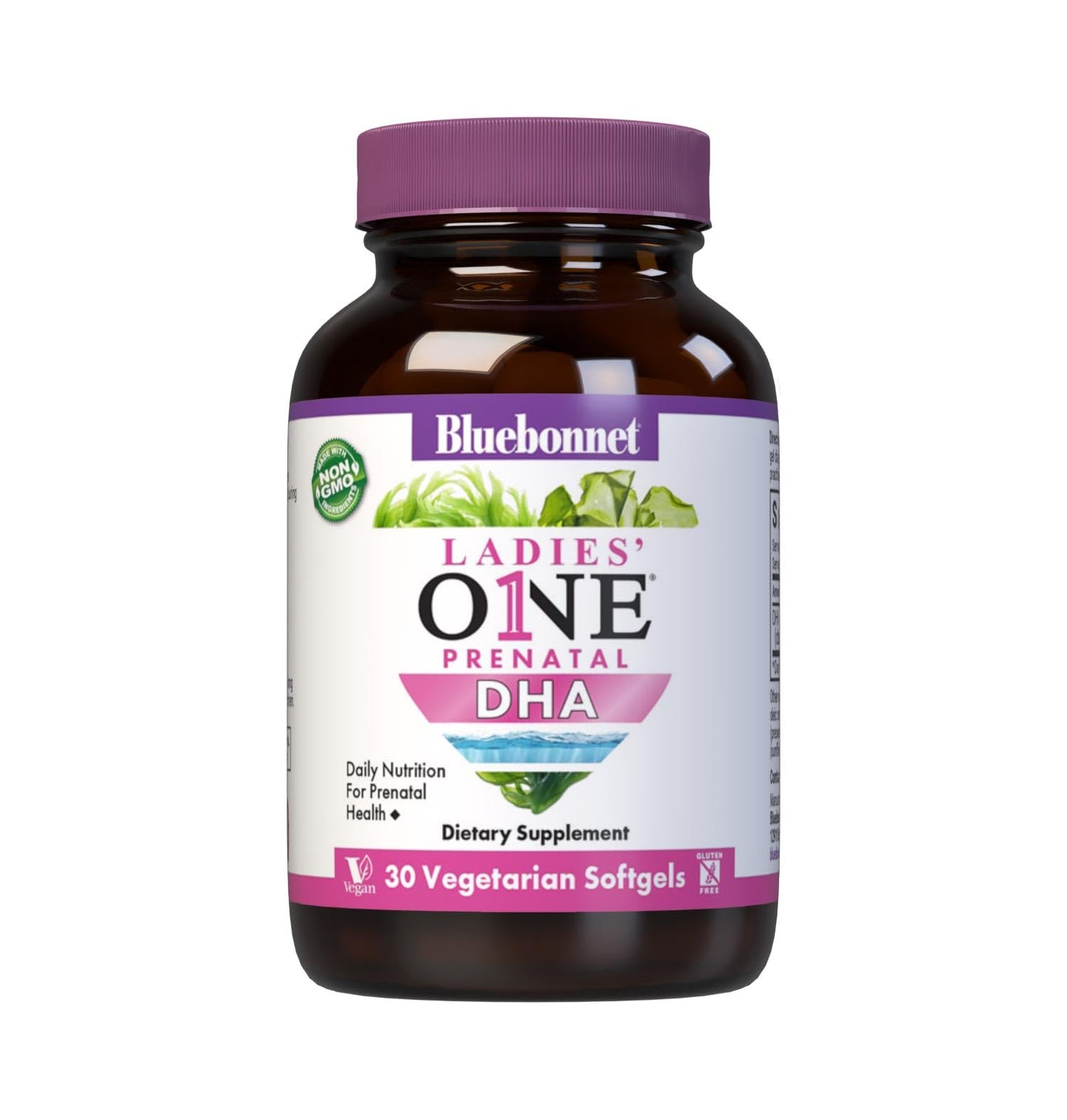 Pre-Order | Arrives in 5–10 Days – Bluebonnet Nutrition Ladies' One Prenatal DHA, Daily Nutrition for Prenatal Health*, Non-GMO, Vegan, Gluten-Free, 30 Vegetarian Softgels, 30 Servings
