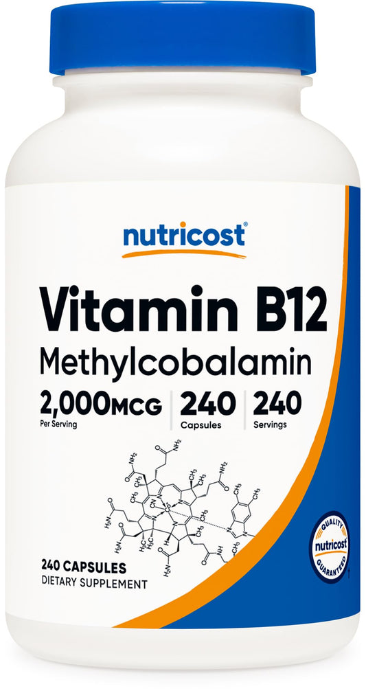 Pre-Order | Arrives in 5–10 Days – 
Nutricost Vitamin B12 (Methylcobalamin) 2000mcg, 240 Capsules - Vegetarian Caps, Non-GMO, Gluten Free B12 Supplement