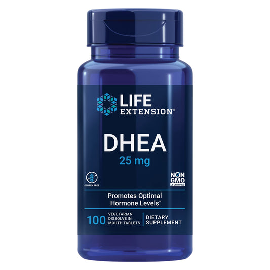 Pre-Order | Arrives in 5–10 Days – Life Extension DHEA 25 mg – For Hormone Balance, Immune Support, Sexual Health and Anti-Aging - Supports Memory & Mood - Non-GMO, Gluten-Free, Vegetarian - 100 Dissolve-In-Mouth Tablets
