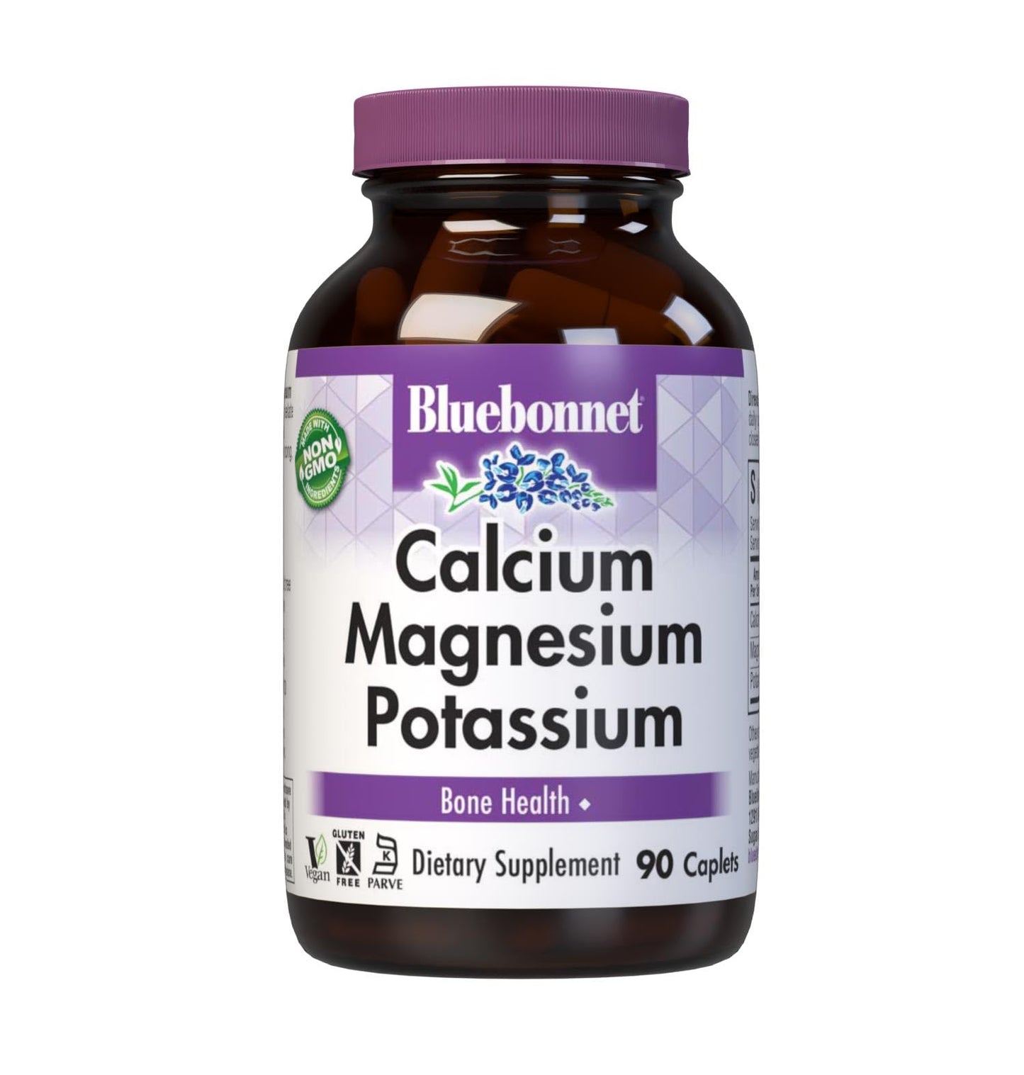 Pre-Order | Arrives in 5–10 Days – Bluebonnet Calcium Magnesium Potassium Supplement for Women & Men - Supports Healthy Bones - Calcium 1000mg Mineral Supplement Chelate Form - Non-GMO, Vegan, Gluten-Free – 90 Caplets