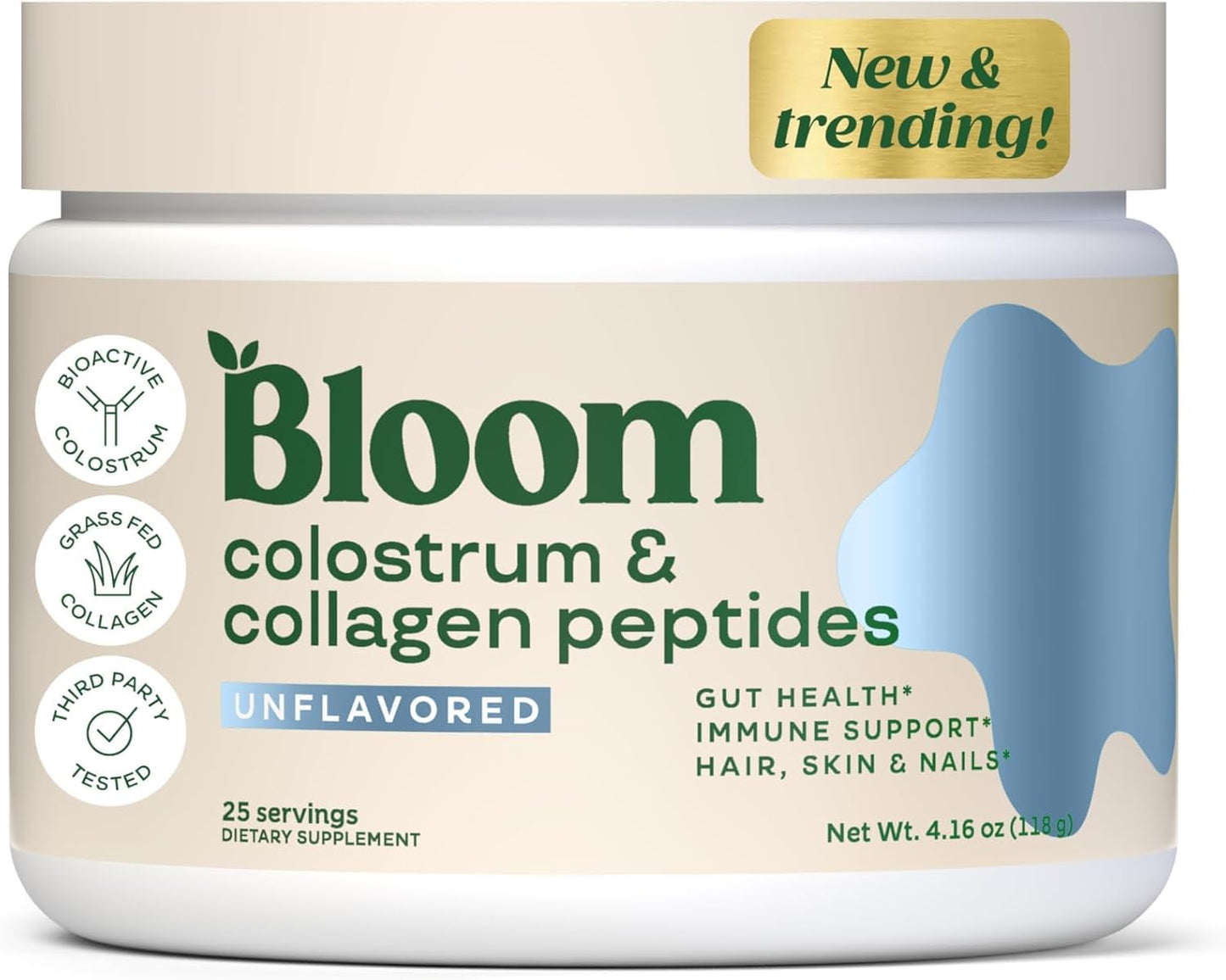 Pre-Order | Arrives in 5–10 Days –
Bloom Nutrition Bovine Colostrum Powder for Gut Health, Immune Support, Hair Growth & Beauty Supplement, Gluten Free, Sugar Free | Unflavored, 25 Servings