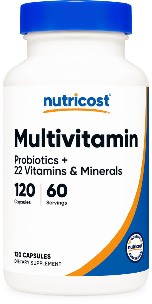 Pre-Order | Arrives in 5–10 Days – Nutricost Multivitamin with Probiotics 120 Vegetarian Capsules - Packed with Vitamins & Minerals