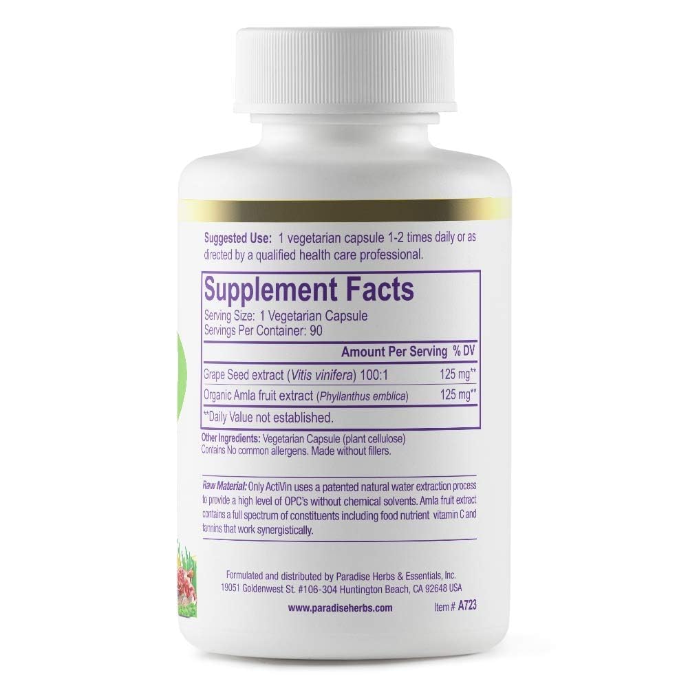 Pre-Order | Arrives in 5–10 Days – Paradise Herbs Grape Seed Extract, Active Whole Spectrum, Antioxidant, Vegan, Non GMO, Gluten Free, 90 Vegetarian Capsules