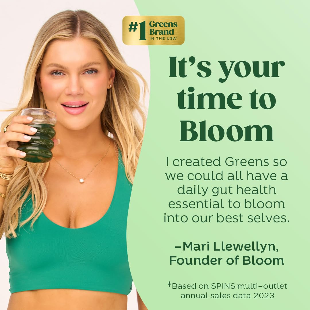 Pre-Order | Arrives in 5–10 Days –
Bloom Nutrition Superfood Greens Powder, Digestive Enzymes with Probiotics and Prebiotics, Gut Health, Bloating Relief for Women, Chlorella, Green Juice Mix with Beet Root Powder, 30 SVG, Coconut