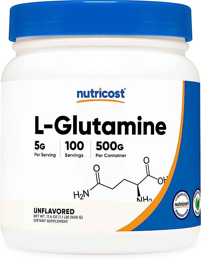 Pre-Order | Arrives in 5–10 Days – 
Nutricost L-Glutamine Powder (500 Grams) Unflavored - Gluten Free & Non-GMO, 100 Servings