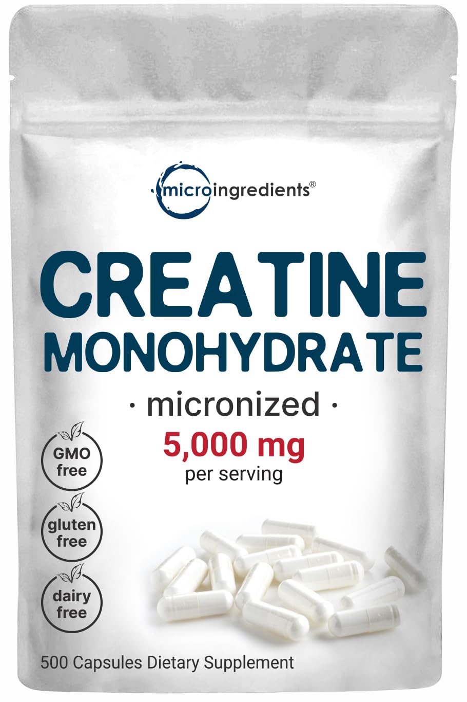 Pre-Order | Arrives in 5–10 Days – Creatine Monohydrate 5,000mg, 500 Capsules | Pure Creatine Pills – Micronized + Unflavored Powder Source, Easy Absorption | Pre Workout & Muscle Health Support | Keto, Non-GMO
