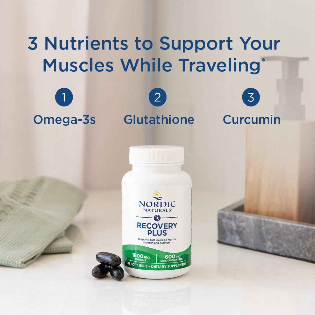 Pre-Order | Arrives in 5–10 Days – Nordic Naturals Recovery Plus, Unflavored - 45 Soft Gels - 1800 mg Omega-3 Fish Oil - 600 mg Longvida Optimized Curcumin - Cellular Health & Recovery - Post-Exercise Muscle Support - 15 Servings
