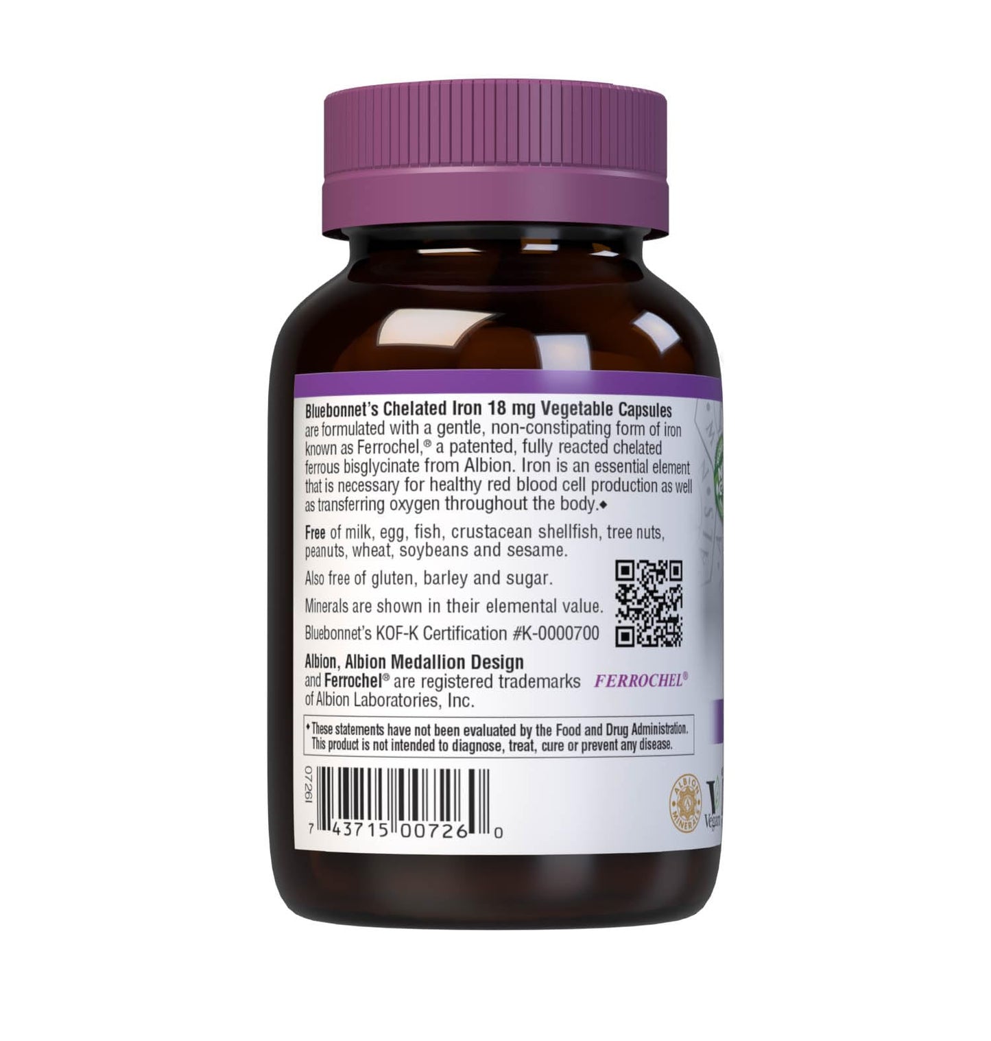 Pre-Order | Arrives in 5–10 Days – Bluebonnet Nutrition Chelated Iron 18 mg - non-constipating Iron - Soy-Free, Gluten-Free, Non-GMO, Kosher Certified, Dairy-Free, Vegan - 90 Vegetable Capsules, 90 Servings