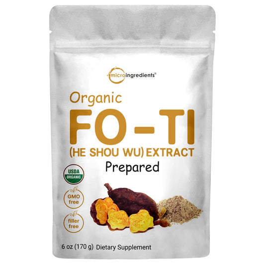 Pre-Order | Arrives in 5–10 Days – Organic He Shou Wu, Pure Fo Ti Extract Powder, 6 Ounce, Prepared Foti Steaming with Black Bean, Traditional Anti Aging Herb, Promotes Hair Health and Antioxidant, Filler Free and No GMOs