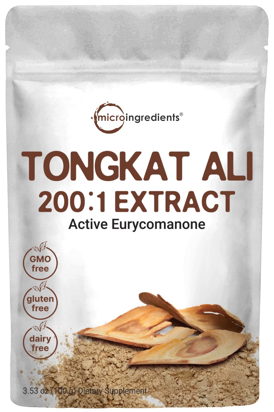 Pre-Order | Arrives in 5–10 Days – Micro Ingredients Tongkat Ali Extract 200:1 (Longjack) Powder, 100 Grams, Grown in Indonesia, 100% Pure Eurycoma Longifolia Root Extract, Bitter Taste - No Filler, No Additive, Non-GMO