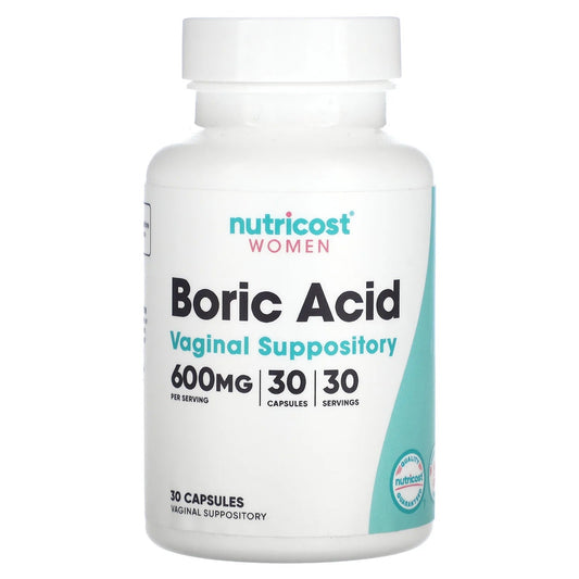 Pre-Order | Arrives in 5–10 Days – Nutricost
Women, Boric Acid, Vaginal Suppository, 600 mg, 30 Capsules