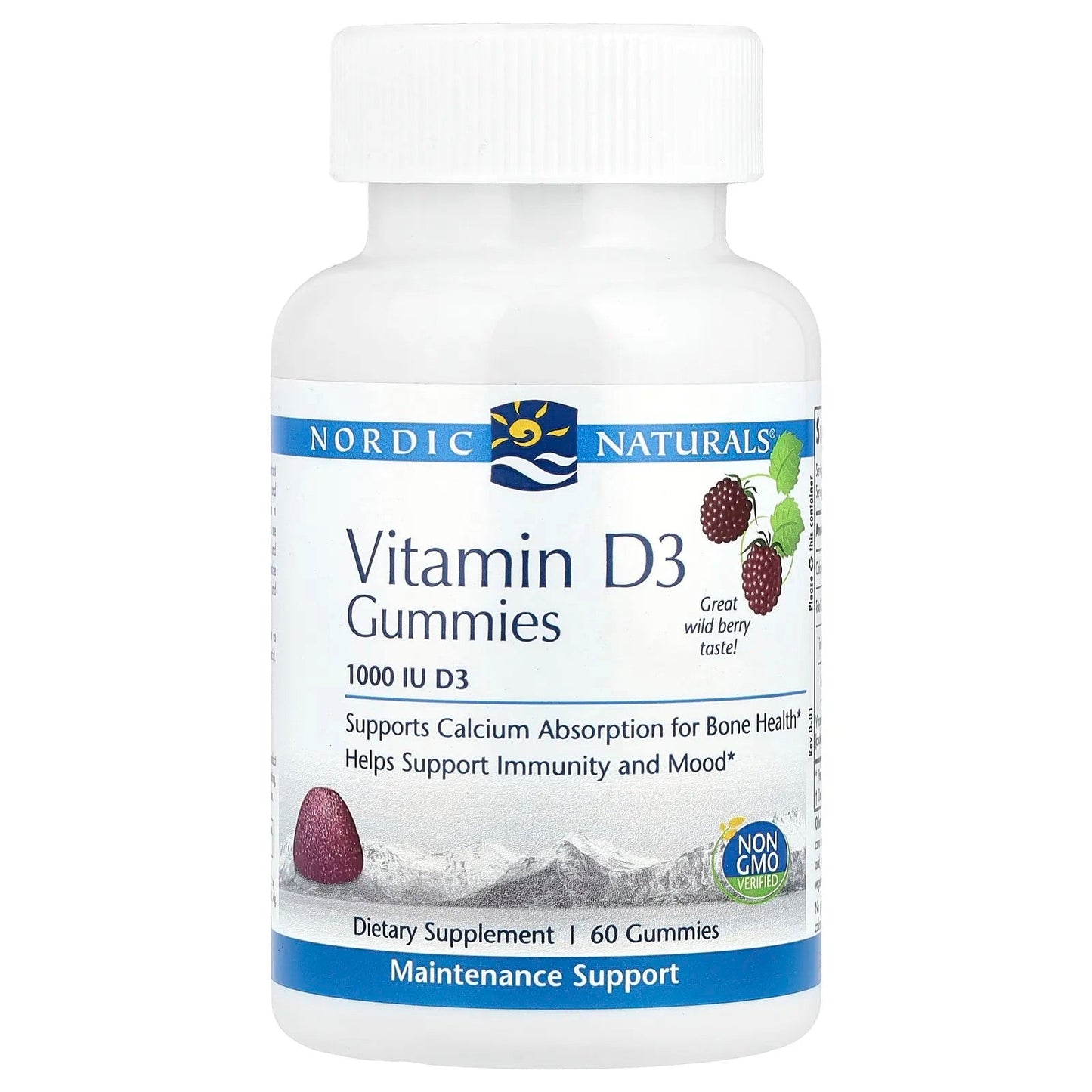 Pre-Order | Arrives in 5–10 Days – Nordic Naturals
Vitamin D3 Gummies, Wild Berry, 1,000 IU, 60 Gummies