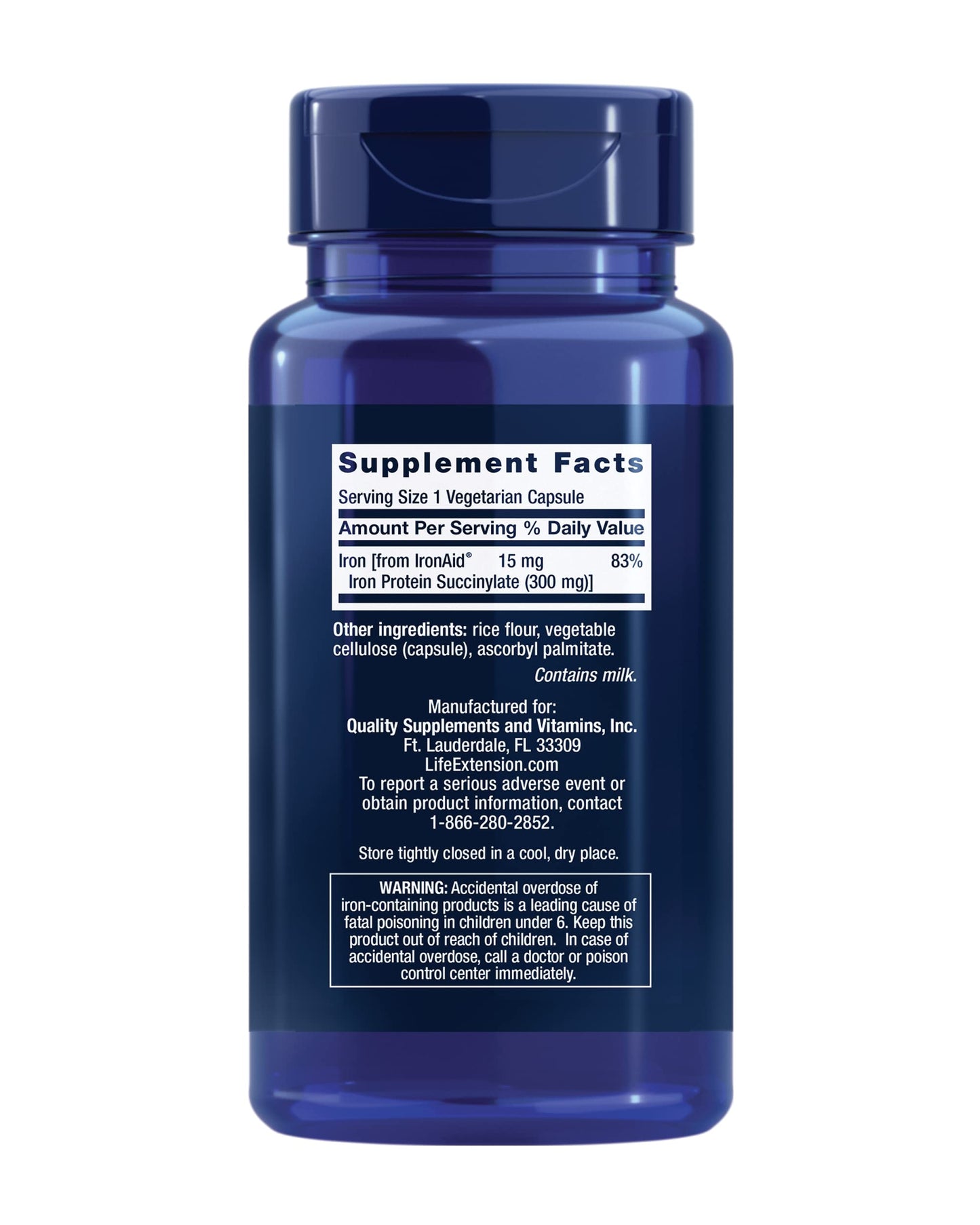 Pre-Order | Arrives in 5–10 Days – Life Extension Iron Protein Plus, Iron Protein succinylate, absorbable Iron Supplement for Whole-Body Health, Non-GMO, Gluten-Free, Vegetarian, 100 Capsules