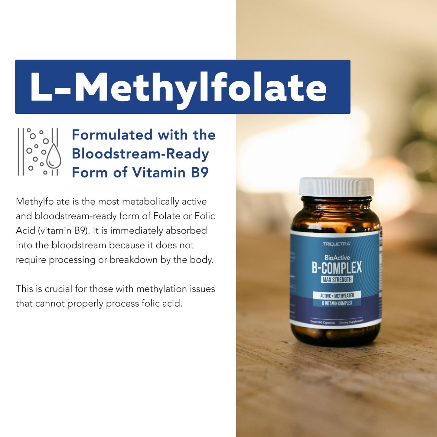Pre-Order | Arrives in 5–10 Days –
BioActive Vitamin B Complex - Blood Stream Ready, Methylated B Complex - Featuring Methylfolate, 3 BioActive Forms of B12, BenfoPure® B1 & Pantesin® B5 - 12 B Vitamins in Clinical Doses - 60 Servings