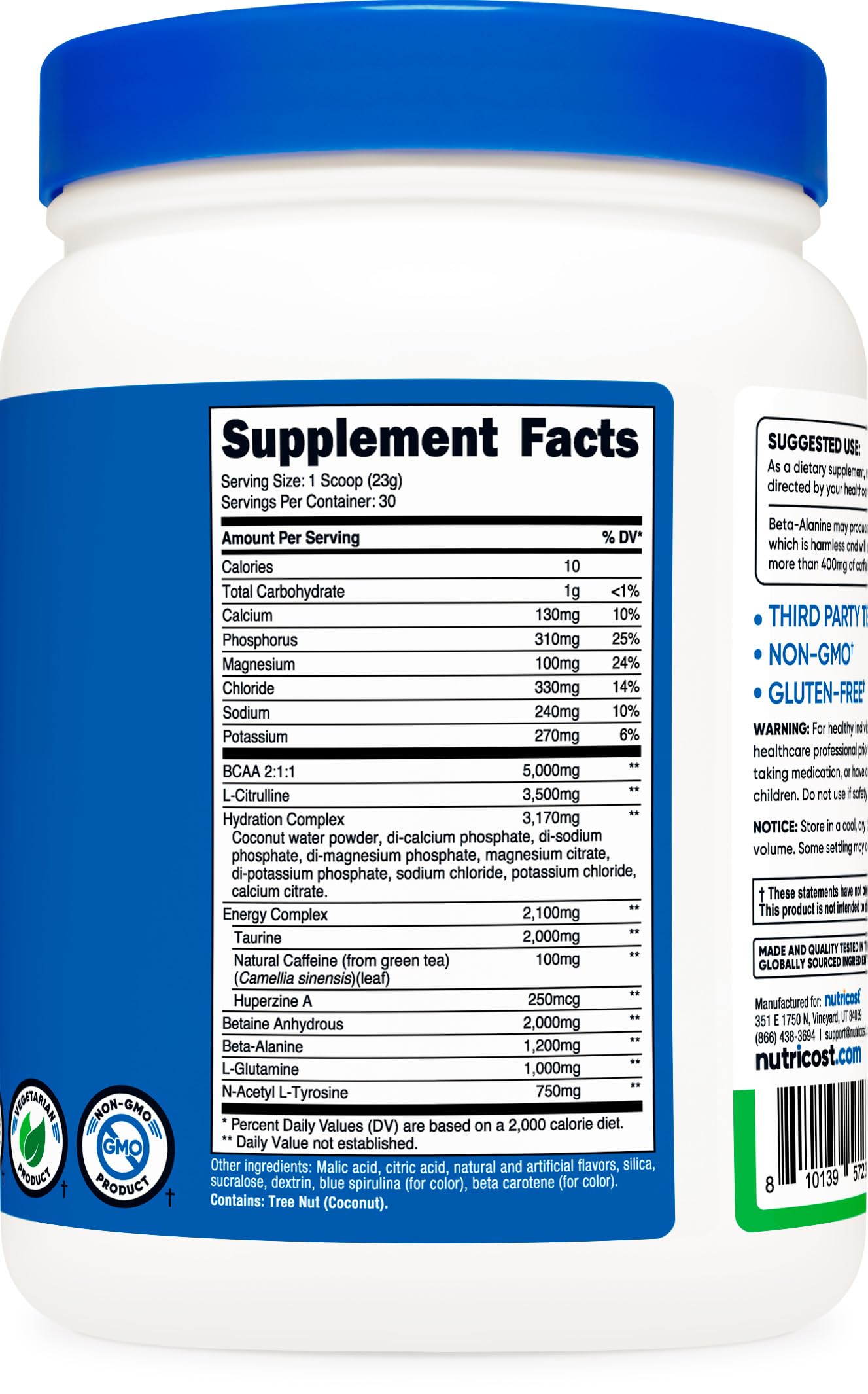 Pre-Order | Arrives in 5–10 Days – Nutricost Intra Workout Powder, 30 Servings (Green Apple) - Non-GMO, Gluten-Free Supplement