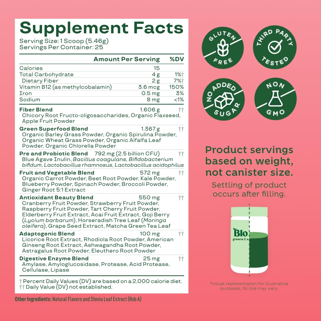 Pre-Order | Arrives in 5–10 Days –
Bloom Nutrition Superfood Greens Powder, Digestive Enzymes with Probiotics and Prebiotics, Gut Health, Bloating Relief for Women, Chlorella, Green Juice Mix with Beet Root Powder, 25 SVG, Watermelon