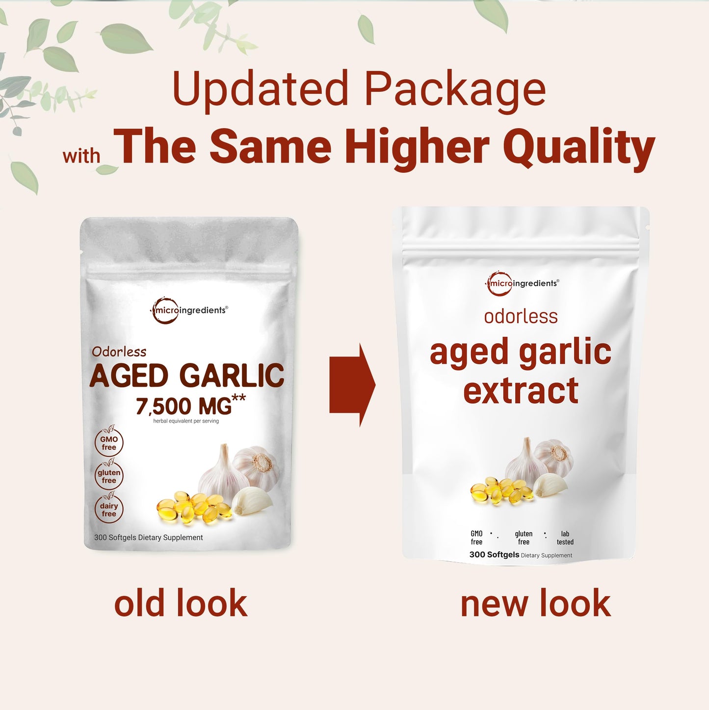 Pre-Order | Arrives in 5–10 Days – Micro Ingredients Odorless Garlic 7500mg Per Servings, 300 Softgels | 2 Years Aged Garlic Extract, Grown Allium Sativum Bulb | Potent Antioxidant Supplement, Immune Support, and Heart Health