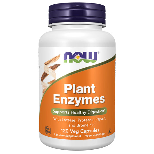 Pre-Order | Arrives in 5–10 Days – NOW Foods Supplements, Plant Enzymes with Lactase, Protease, Papain and Bromelain, 120 Veg Capsules