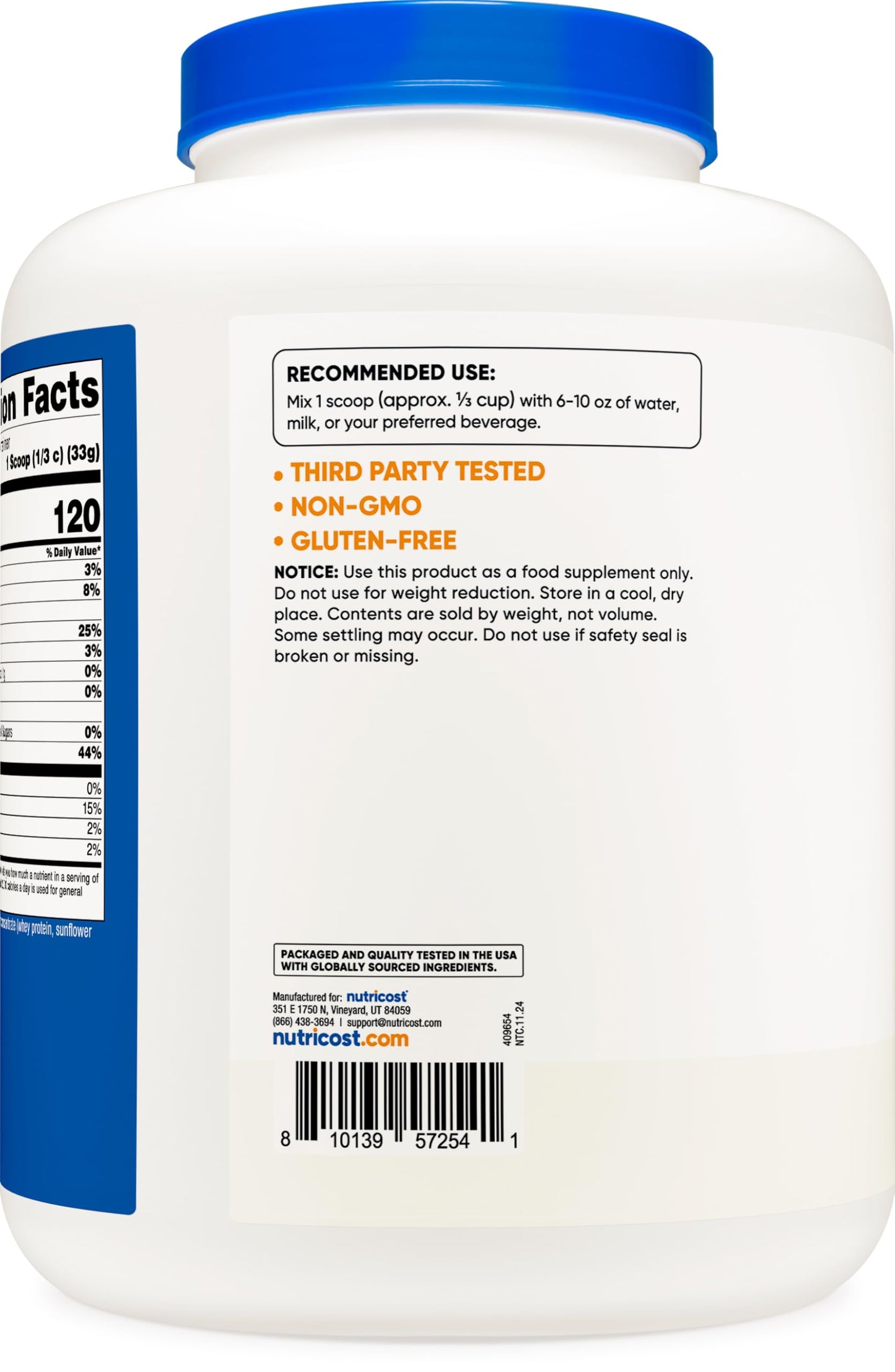 Pre-Order | Arrives in 5–10 Days – 
Nutricost Whey Protein Powder, Unflavored, 5 pounds - from Whey Protein Concentrate