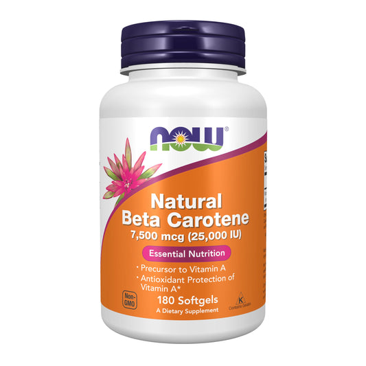 Pre-Order | Arrives in 5–10 Days – NOW Foods Supplements, Natural Beta Carotene 25,000 IU, Essential Nutrition, 180 Softgels