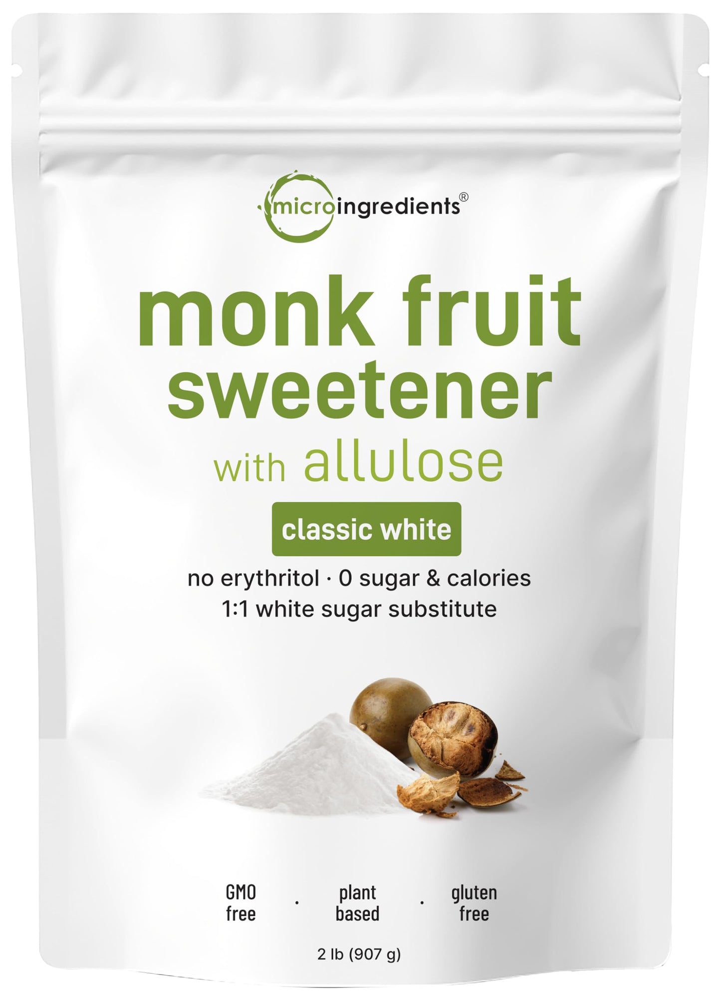 Pre-Order | Arrives in 5–10 Days – Monk Fruit Sweetener with Allulose, 2 lbs Granular | No Erythritol | No Aftertaste, 1:1 White Sugar Substitute, Keto & Vegan Friendly, Zero Calorie | Great for Drinks, Coffee, Tea, Cookies | Non-GMO