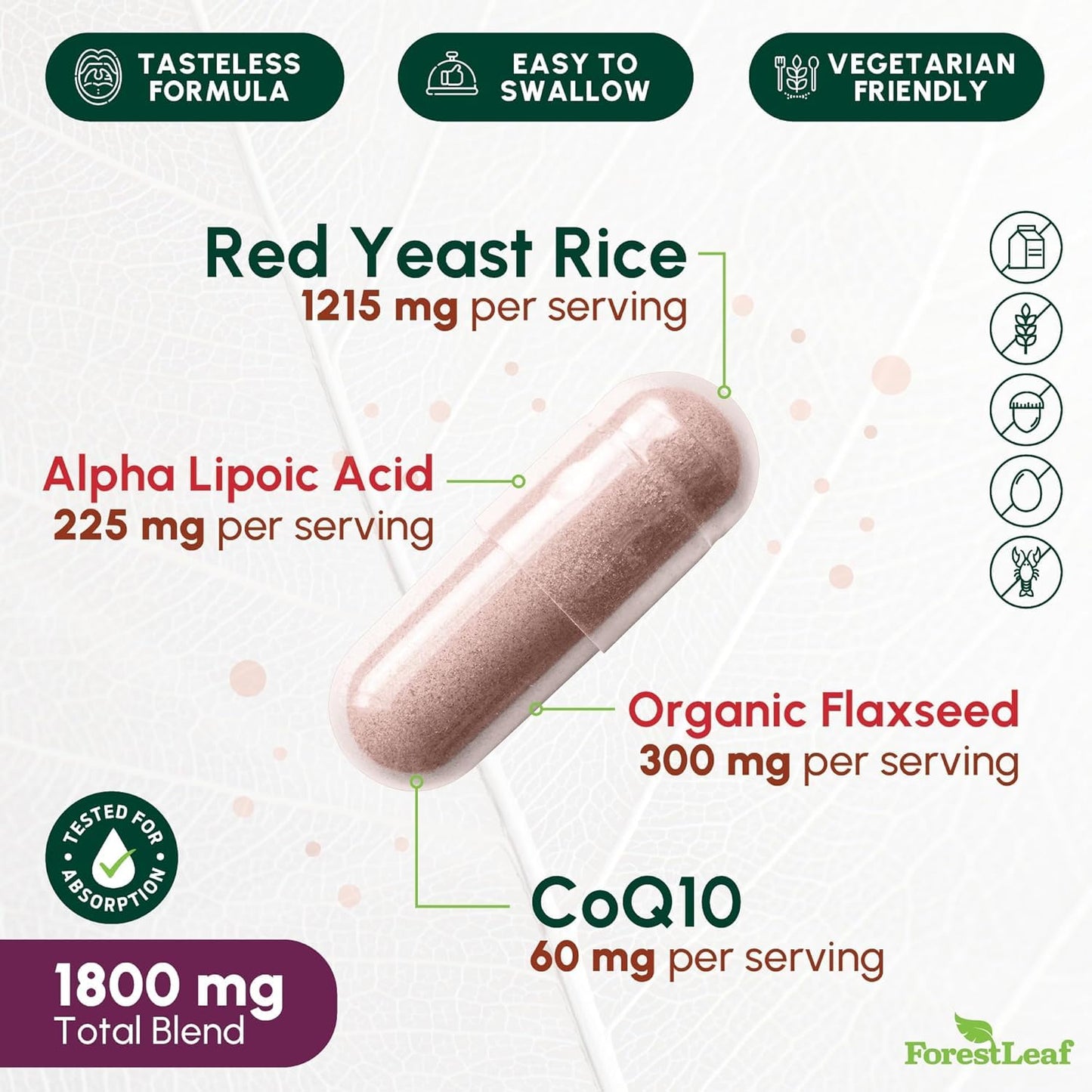 Pre-Order | Arrives in 5–10 Days – Red Yeast Rice 1215 mg. Capsules - Extra Strength Red Rice Yeast with CoQ10 Supplement, Plus Alpha Lipoic Acid & Organic Flaxseed, Citrinin Free, Supports Cardiovascular Health, Non-GMO 90 Veggie Caps