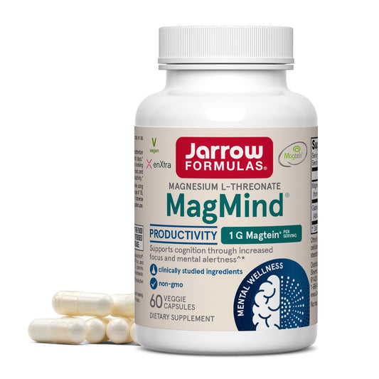 Pre-Order | Arrives in 5–10 Days – Jarrow Formulas Magnesium L-Threonate, MagMind Productivity, High Absorption Magnesium, Brain Supplements for Memory and Focus, 60 Veggie Capsules, Up to a 30 Day Supply