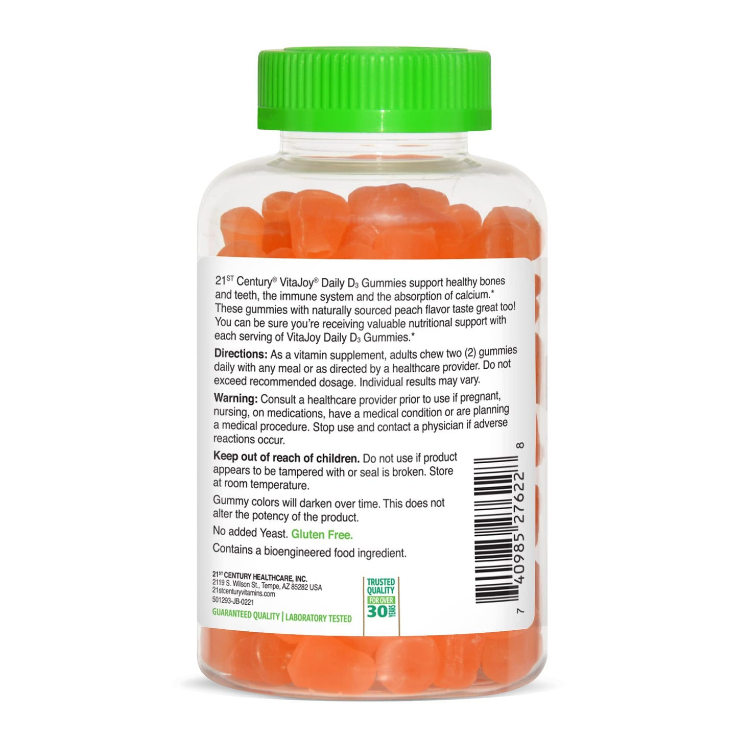 Pre-Order | Arrives in 5–10 Days – 21st Century VitaJoy Daily Vitamin D3 50 mcg (2,000 IU) Gummies, Peach, 120 Count