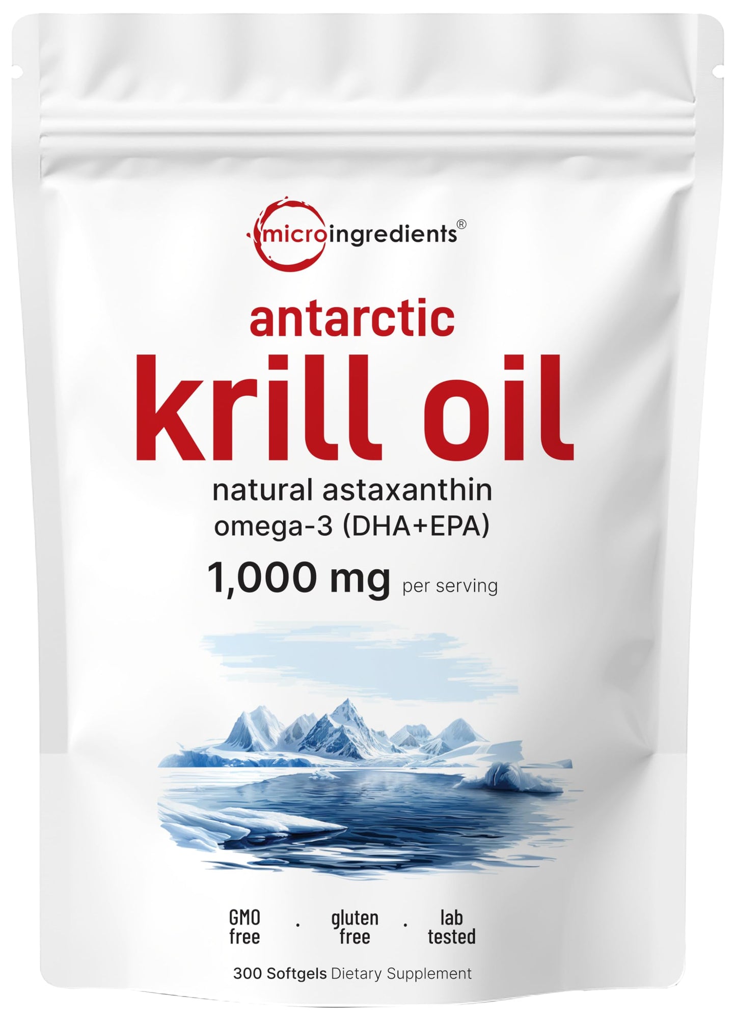 Pre-Order | Arrives in 5–10 Days – Micro Ingredients Antarctic Krill Oil Supplement with Natural Astaxanthin, 1000mg Per Serving, 300 Soft-Gels, Rich in Omega-3s EPA & DHA, Supports Immune System & Brain Health, Easy to Swallow