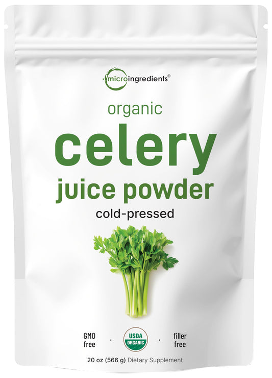 Pre-Order | Arrives in 5–10 Days – Organic Celery Juice Powder, 20 Ounce (1.25 Pound), 70 Serving, Celery Detox and Cold Pressed, Boosts Immune System, Energy and Supports Gut Health, Rich in Immune Vitamin C and Minerals, Vegan