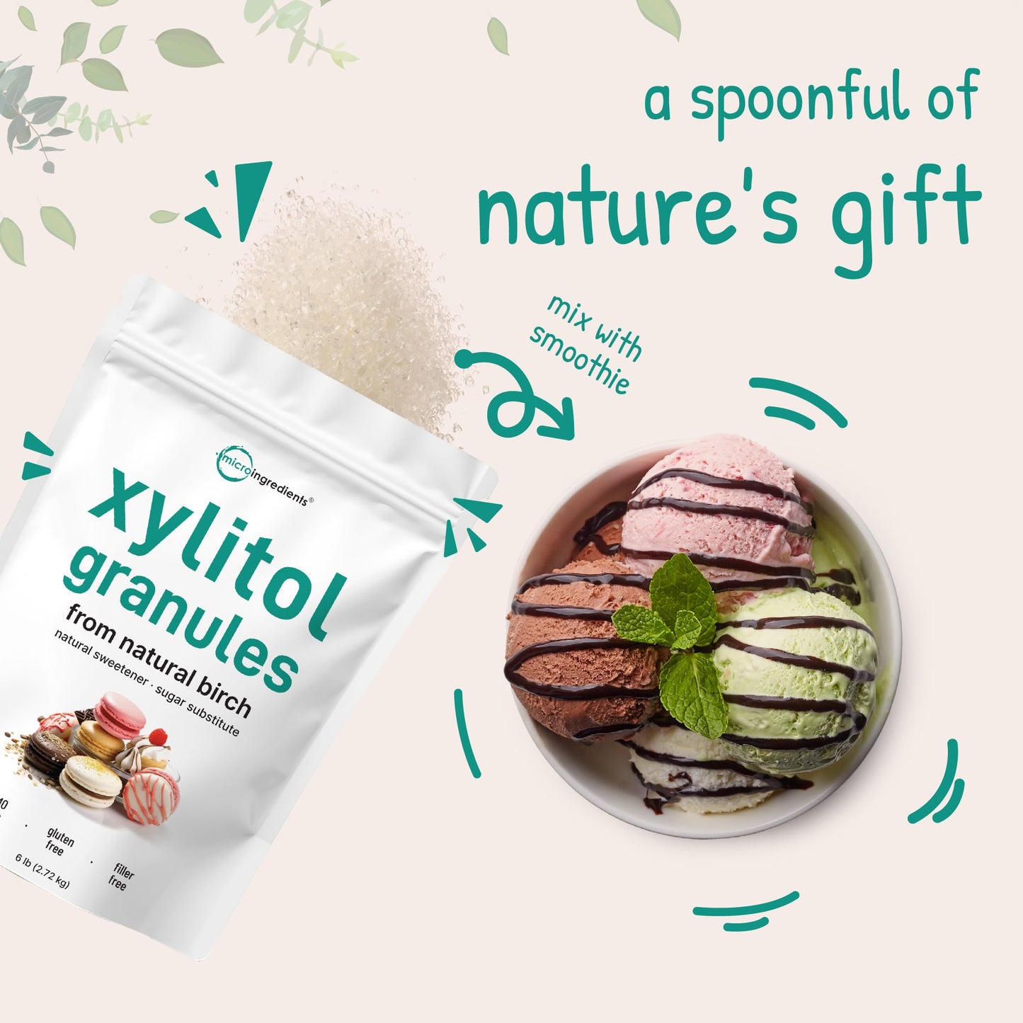 Pre-Order | Arrives in 5–10 Days – Xylitol Sweetener, 6 Pounds, Natural Sweetener, 1:1 Sugar Substitute and Low Calorie, Great for Baking and Cooking, No After Taste, Keto Friendly