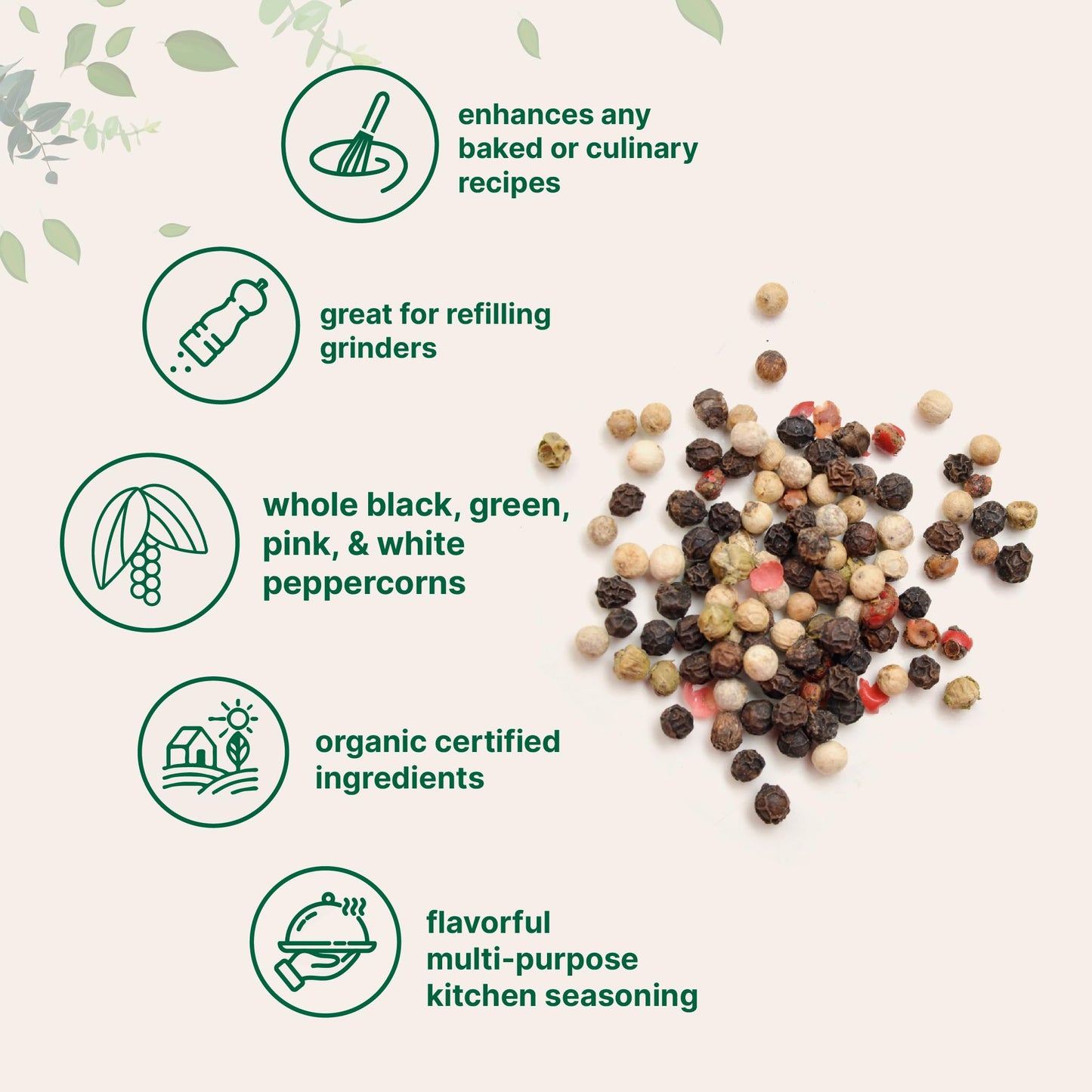 Pre-Order | Arrives in 5–10 Days – Micro Ingredients Organic Whole Rainbow Peppercorns, 2lbs | Premium Whole Peppercorns for Grinder Refill | Great for Seasonings, Meats & Vegetables | Additive Free, Non-GMO, Bulk Supply