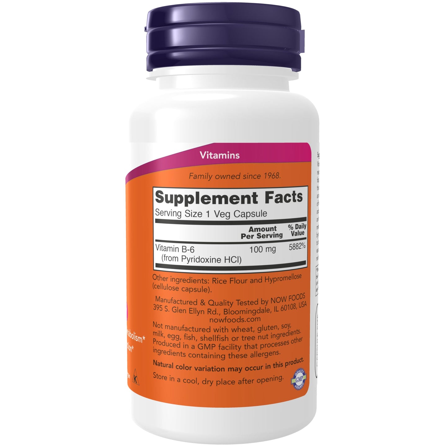 Pre-Order | Arrives in 5–10 Days – NOW Foods Supplements, Vitamin B-6 (Pyridoxine HCl) 100 mg, Cardiovascular Health*, 100 Veg Capsules