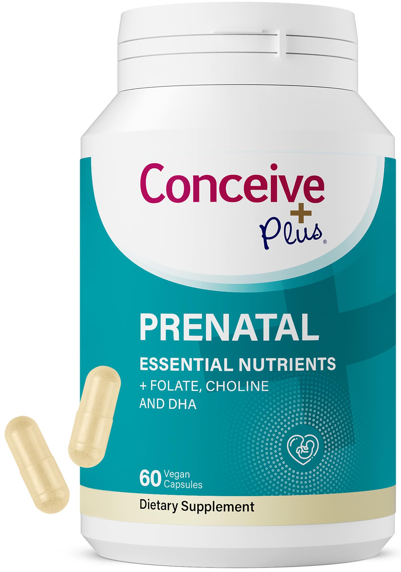 Pre-Order | Arrives in 5–10 Days – Conceive Plus Prenatal Vitamins for Women Supplement - Multivitamin With Folic Acid for Pregnancy Vegan, Choline, Iron - Pre Natal Vitamins DHA, Non GMO - Maternity Vitamin for Brain & Eye 60 Capsules