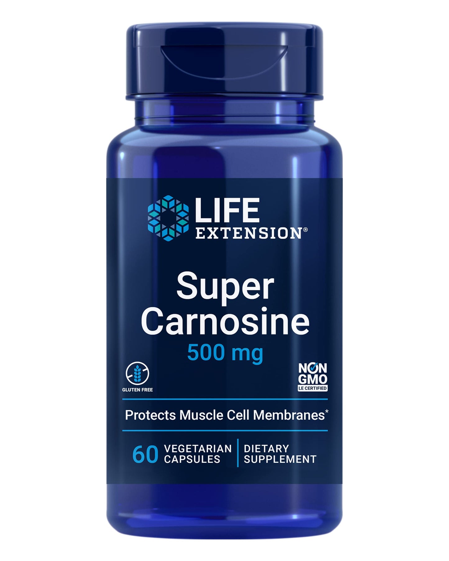 Pre-Order | Arrives in 5–10 Days – Life Extension Super Carnosine 500mg - For Muscle Recovery - L-Carnosine Supplement with Benfotiamine, Vitamin B1, Luteolin For Healthy Aging - Non-GMO, Gluten-Free - 60 Vegetarian Capsules