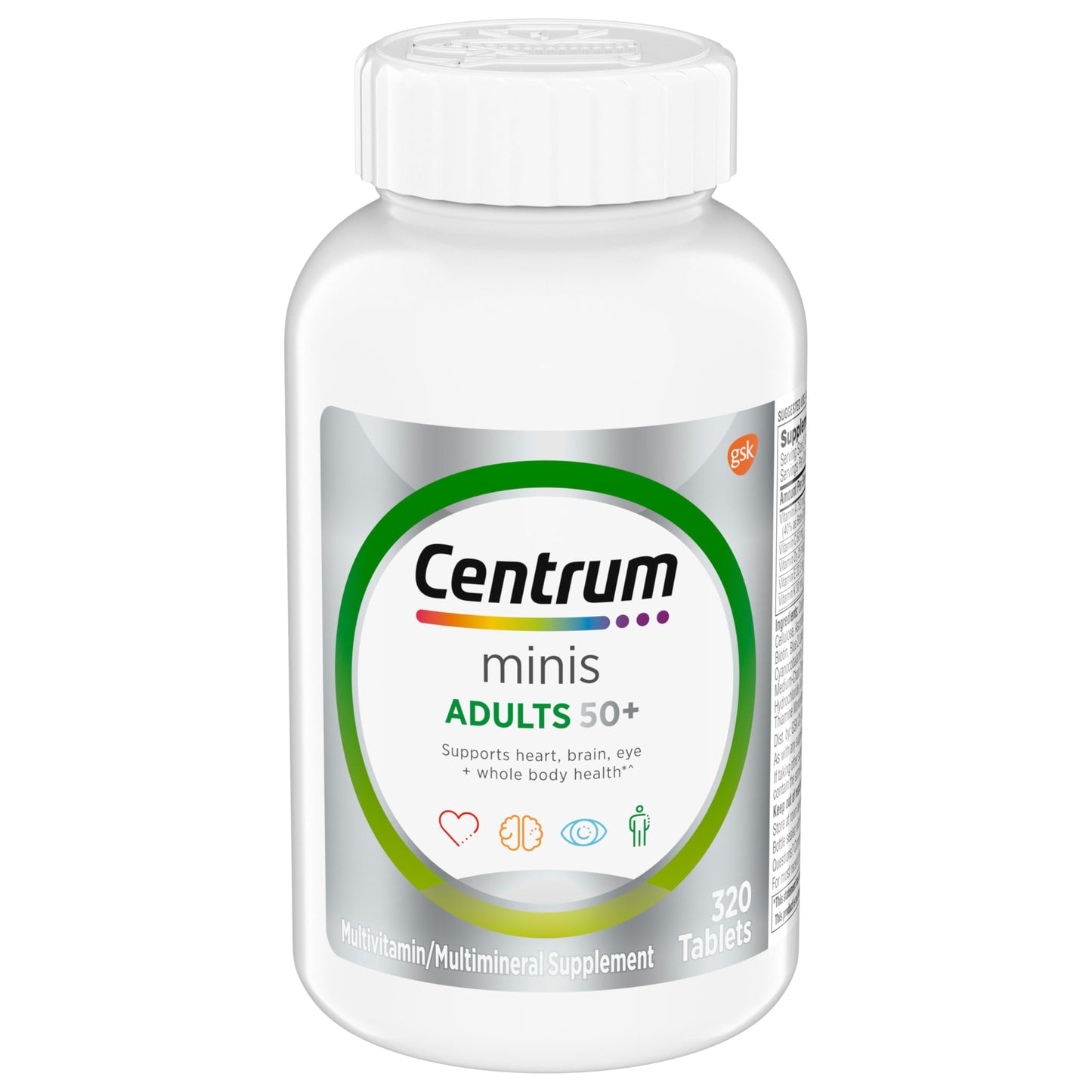 Pre-Order | Arrives in 5–10 Days – Centrum Minis Silver Multivitamin Tablet for Adults 50 Plus, Multimineral Supplement, Vitamin D3, B-Vitamins, Gluten Free, Non-GMO Ingredients, Supports Memory and Cognition in Older Adults - 320 Ct