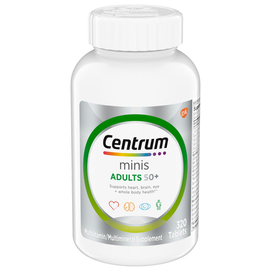 Pre-Order | Arrives in 5–10 Days – Centrum Minis Silver Multivitamin Tablet for Adults 50 Plus, Multimineral Supplement, Vitamin D3, B-Vitamins, Gluten Free, Non-GMO Ingredients, Supports Memory and Cognition in Older Adults - 320 Ct