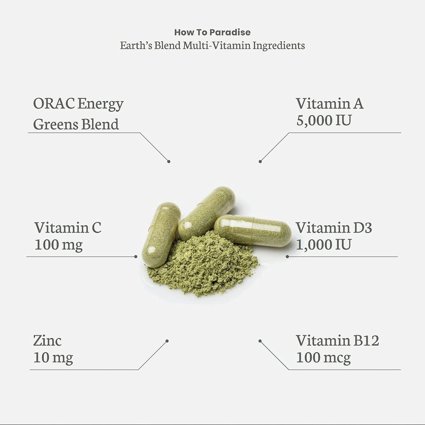 Pre-Order | Arrives in 5–10 Days – Paradise Herbs Earth's Blend Once Daily Multivitamin for Men, No Iron, 48 Organic Superfoods, Probiotics, Antioxidants, Vitamins A, B12, C, D, K2, 30 Count