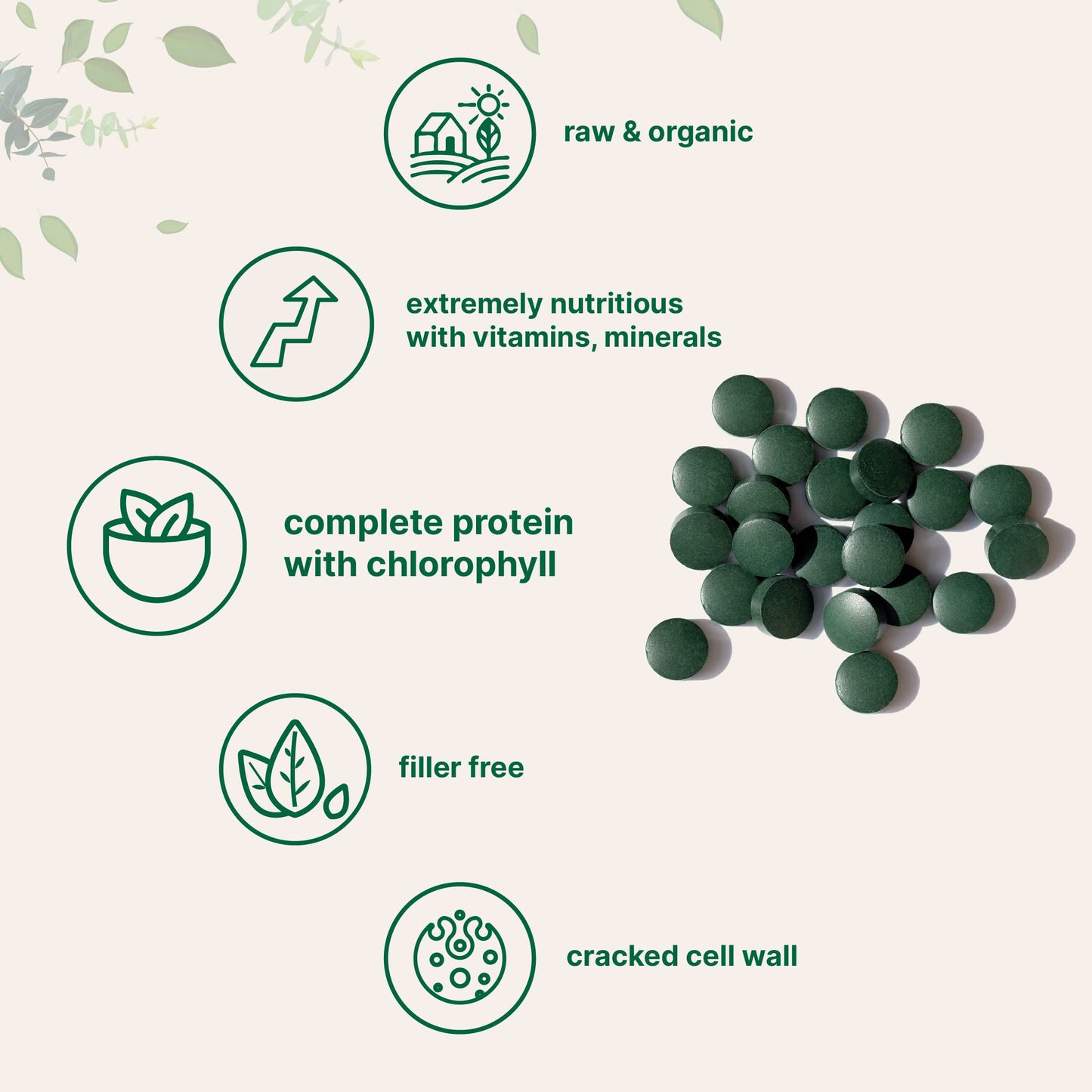 Pre-Order | Arrives in 5–10 Days – Organic Chlorella Tablets, 500mg Per Tablet, 720 Tabs (360 Grams), 4 Months Supply, Broken Cell Wall, Rich in Vegan Protein & Vitamins, No Filler, No Additives & Non-GMO | Pure Green Algae Superfood
